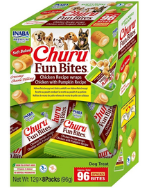 INABA Dog Churu Fun Bites Chicken with Pumpkin 8x12g rulouri cu pui si dovleac pentru caini