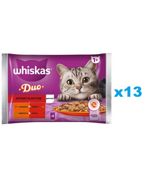 WHISKAS Adult Set 52x85 g plicuri hrana umeda pisica Classic Meals bucati de vita, pasare, miel si rata in jeleu