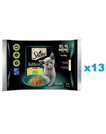 SHEBA Kitten plicuri 52x85g hrana umeda pisoi, somon si pui in sos