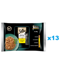 SHEBA Selection Select Slices 52x85 g mancare pentru pisici adulte felii de rata, pui, pasare, rata si curcan in sos