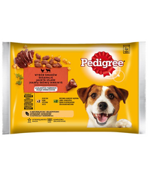 PEDIGREE Vital Protection Choice of Flavours in jelly 4x100g hrana umeda caini adulti, cu pui, miel si ficat