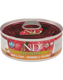 FARMINA N&D Cat Quinoa Skin&Coat cu hering și cocos 80 g