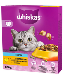 WHISKAS Hrana pisici sterilizate, cu pui 800g