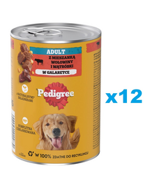 Conserve PEDIGREE Adult 12x400g pentru caini, cu vita si ficat in aspic