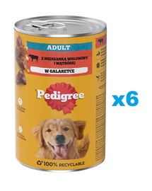 PEDIGREE Adult 6x1200g conserve hrana umeda pentru caini, cu vita si ficat in aspic