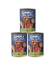 SIMPLY FROM NATURE Hrana umeda pentru caini, carne de vanat si hrisca 3 x 400 g