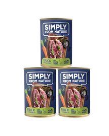 SIMPLY FROM NATURE Hrana umeda pentru caini, cu rata si morcov 3 x 400 g