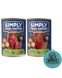 SIMPLY FROM NATURE Mix hrana caine, capra cu cartofi + cal cu cartofi 400 g x 12 buc + capac pentru conserve