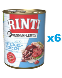RINTI Kennerfleisch Poultry hearts 6x400 g hrana umeda caini, inimi de pasare