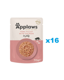 APPLAWS Cat Adult Pouch Tuna Fillet with Salmon in Jelly plicuri pentru pisici, file de ton cu somon in aspic 16x70 g