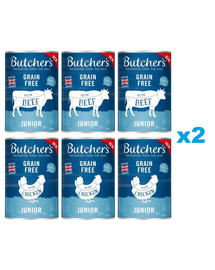 BUTCHER'S Original Junior Mix arome hrana catelusi 12x400g bucati de vita si pui in aspic