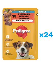 PEDIGREE Adult Pachet hrana umeda caini, vita si ficat in aspic 24x100g