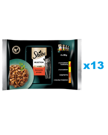 SHEBA Selection mix pliculete 52x85 g in sos cu vita, miel, pui, curcan