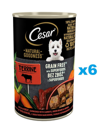 CESAR Natural Goodness Pachet mancare pentru caini adulti, vita cu morcovi si fasole 6x400 g