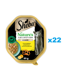 SHEBA Nature’s Collection tavi hrana 22x85 g hrana umeda pentru pisici adulte bucati cu pui in sos