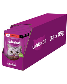 WHISKAS Adult plic 28x85g hrana umeda pentru pisici adulte in sos cu vita