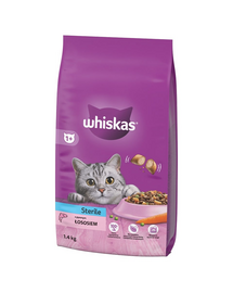 WHISKAS Sterile hrană cu somon 1,4 kg pisici sterilizate