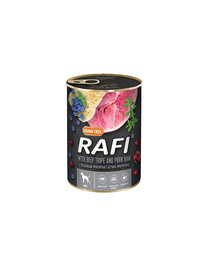 RAFI Hrana pentru caini cu sunca, stomac vita, afine si merisor 400g