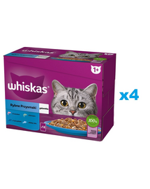 Plicuri WHISKAS Adult 48x85g in aspic peste alb, cod, somon, ton