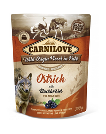 CARNILOVE Paté hrana umeda pentru caini cu strut si mure 300g