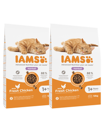 IAMS for Vitality dla kotów z problemem kul włosowych ze świeżym kurczakiem 20 kg (2 x 10 kg)
