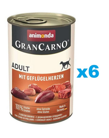 ANIMONDA Gran Carno Adult with Poultry hearts 6x400 g z sercami drobiowymi dla dorosłych psów