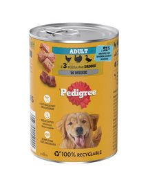 PEDIGREE Adult cu 3 tipuri de carne de pasăre hrană umedă pentru câini adulți 400 g