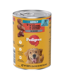 PEDIGREE Adult cu vită, miel și pui hrană umedă pentru câini adulți 400 g