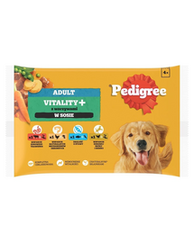 PEDIGREE Adult Vitality+ hrana caine 4x85 g in sos, mix arome