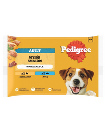 PEDIGREE Adult plicuri hrana caini 4x100 g in gelatina cu pui si peste