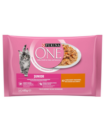 PURINA ONE Junior hrană umedă pisici pui în sos 4x85 g