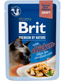 BRIT Premium By Nature Fillets in Gravy for Sterilized Cats cu pui 24x85g hrana umeda pisici