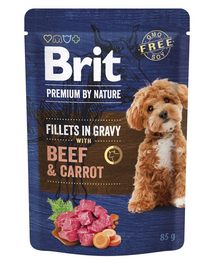 Plic hrana BRIT Premium By Nature Dog Fillets in Gravy 24x85g cu vita si morcovi