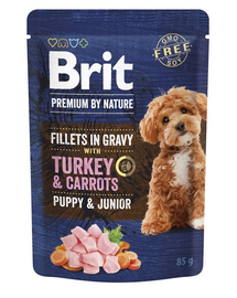 BRIT Premium by Nature Puppy&Junior 24x85g hrana in sos pentru catelusi, curcan si morcov