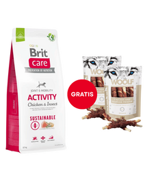 BRIT Care Dog Sustainable Activity Chicken & Insect 12kg + WOOLF Chicken And Rawhide Twister 2 x 100g GRATIS