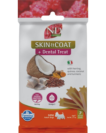 FARMINA N&D Quinoa Dental Treat Skin Coat Herring Mini 60 g gustare dentara cu hering, pentru caini talie mica