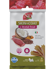 FARMINA N&D Quinoa Dental Treat Skin Coat Duck Mini 60 g recompensa dentara cu rata, pentru caini de rase mici