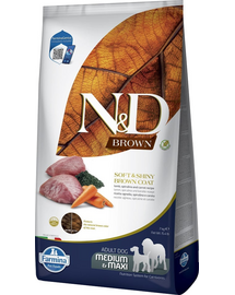 FARMINA N&D Brown Dog Adult Medium Maxi Lamb, Spirulina, Carrot 7 kg Hrana caine talie medie si mare, cu blana inchisa la culoare