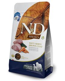 FARMINA N&D Brown Dog Adult Medium Maxi Lamb, Spirulina, Carrot 2 kg Mancare uscata caine adult, cu bana maro