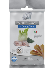 FARMINA N&D White Dental Treat Coat Sea bass Mini 60 g recompensa dentara pentru caini de rase mici