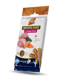 FARMINA N&D Brown Dental Treat Coat Lamb Medium/Maxi 100 g batoane dentare pentru caine talie medie si mare, cu miel