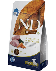 FARMINA N&D Brown Dog Puppy Mini Lamb, Spirulina, Carrot 1,5 kg Mancare catei cu blana maro, cu miel