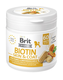 BRIT Vitamins Biotin Skin&Coat Care 120g supliment cu biotina pentru sanatatea pielii si blanii cainilor (60 tablete)