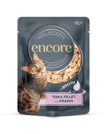 ENCORE Cat hrana umeda in sos pentru pisici 16x70g ton si creveti