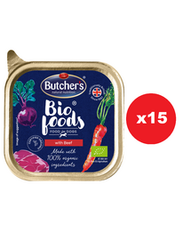 BUTCHER'S BIO foods wołowina 15x150 g pasztet dla psa