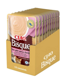 INABA CIAO Bisque Zupa krem z tuńczyka i łososia dla kotów 12x40g