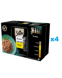 SHEBA Delicacy Drobiowe Smaki saszetki 48x85 g mokra karma pełnoporcjowa dla dorosłych kotów w galaretce kawałki z: kaczką, kurczakiem, drobiem, indykiem