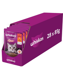 WHISKAS Adult saszetka 28x85 g mokra karma dla dorosłych kotów w galaretce z wołowiną i drobiem