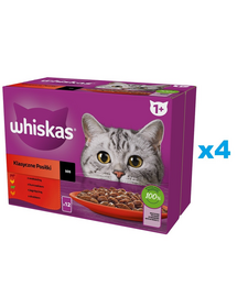 WHISKAS Adult saszetka 48 x 85g Klasyczne Posiłki mokra karma dla kotów w sosie kawałki z wołowiną, kurczakiem, jagnięciną, drobiem