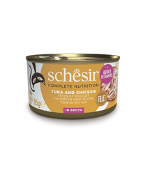 SCHESIR Conserva hrana pisica, Ton cu fileuri de pui si orez 85 g